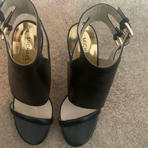 Michael Kors Black Leather Double Strap Stilettos